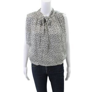 Daniela Corte Women's High Neck Short Sleeves Polka Dot Blouse Size 42